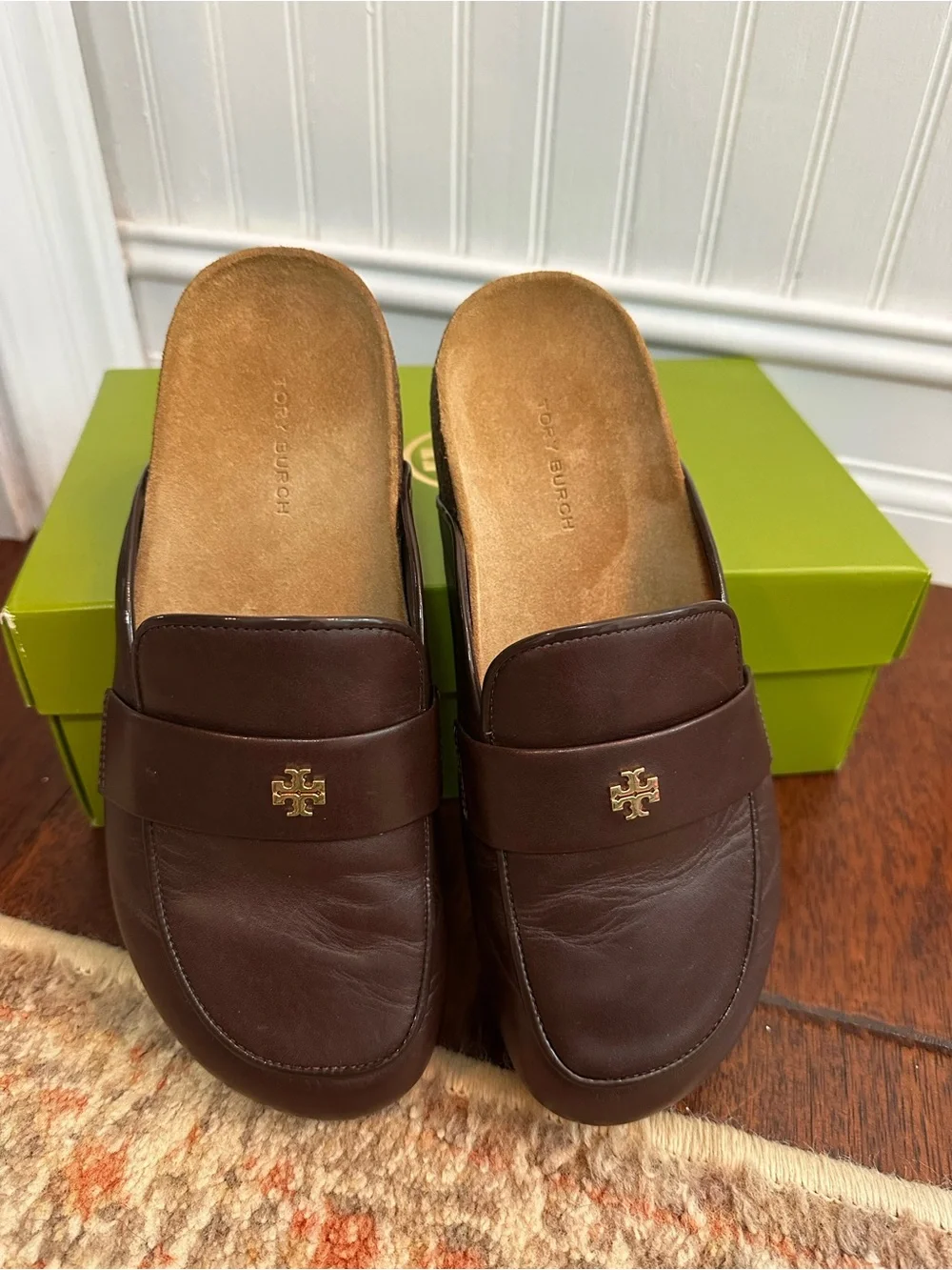 Tory Burch | Dark Brown Leather Mule with Gold Logo